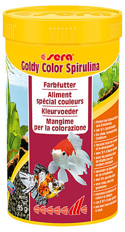 Sera - Aliments spécial Couleurs Goldy Color Spirulina pour Poissons Rouges - 250ml image number null