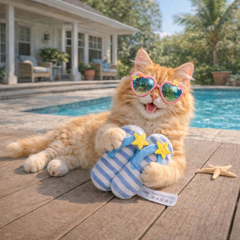 Summer Vibes - Jouet Peluche Tongs pour Chats - x2 Image num&eacute;ro 6