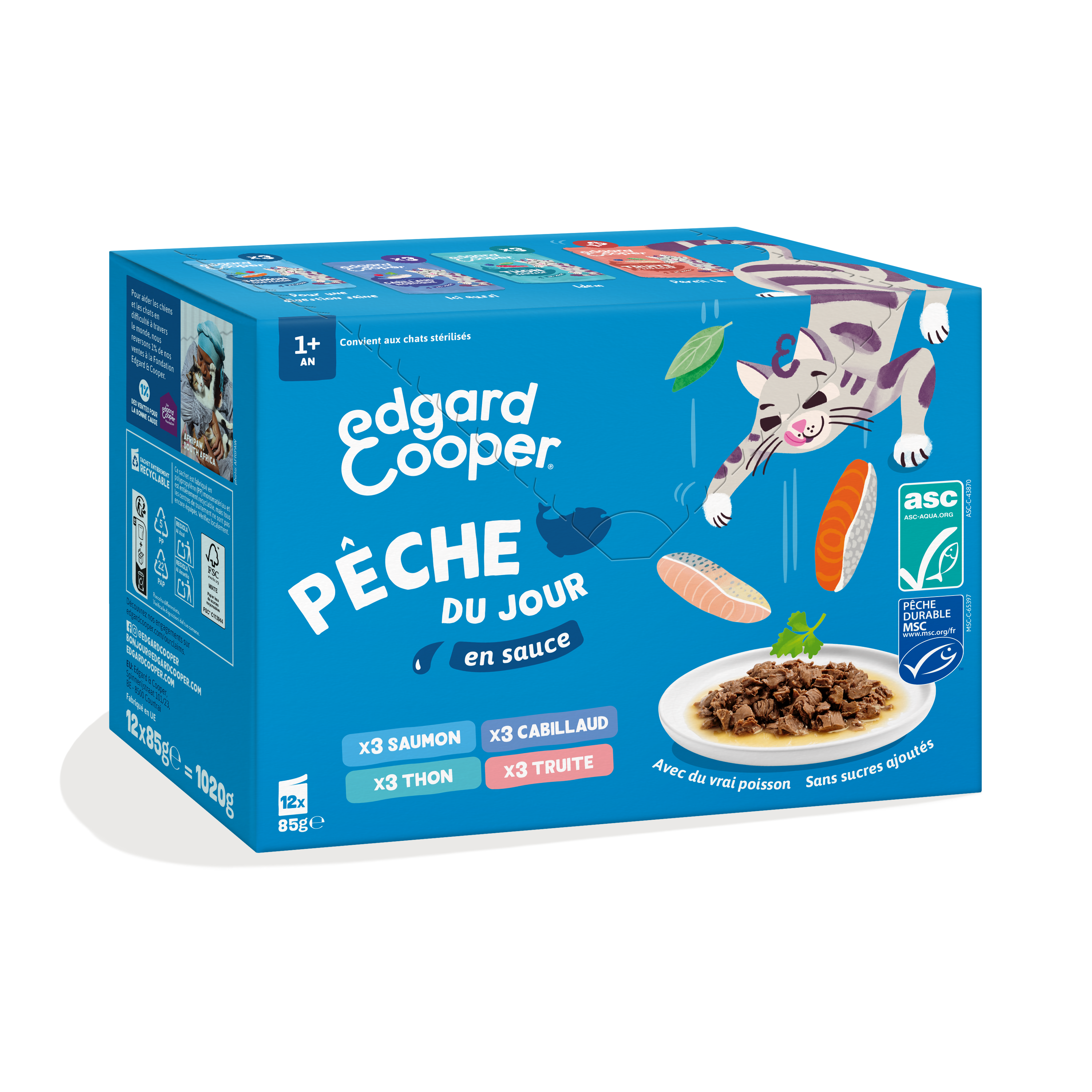 Edgard & Cooper - Multipack P&ecirc;che du Jour aux Poissons en Sauce pour Chats - 12x85g Image num&eacute;ro 1