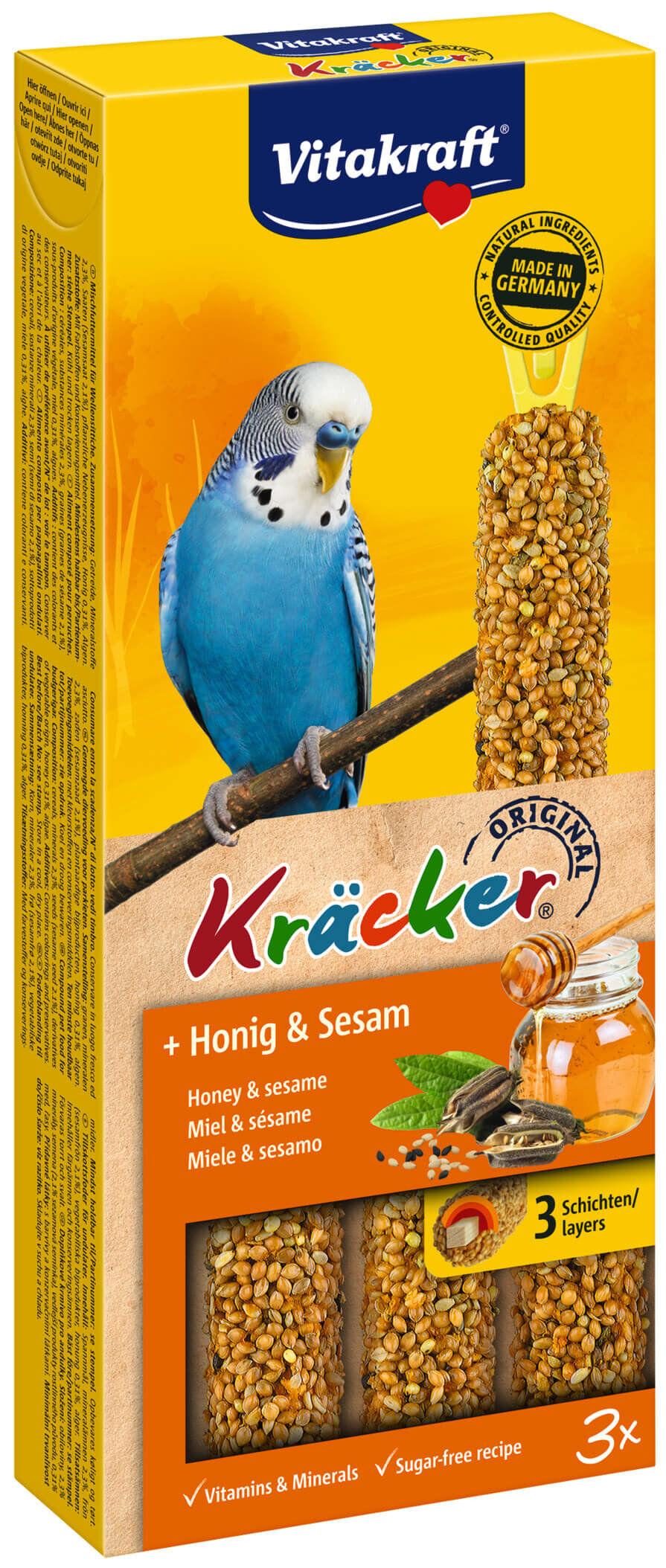 Vitakraft - Friandises Kr&auml;cker Miel et S&eacute;same pour Perruches - x3 Image num&eacute;ro 1