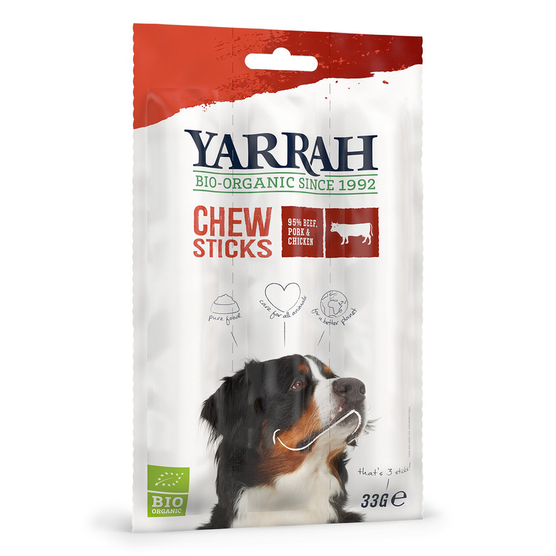 Yarrah - Bâtonnets à Mâcher Bio au Bœuf pour Chiens - 33g Image numéro 1 Yarrah - Bâtonnets à Mâcher Bio au Bœuf pour Chiens - 33g Image numéro 1