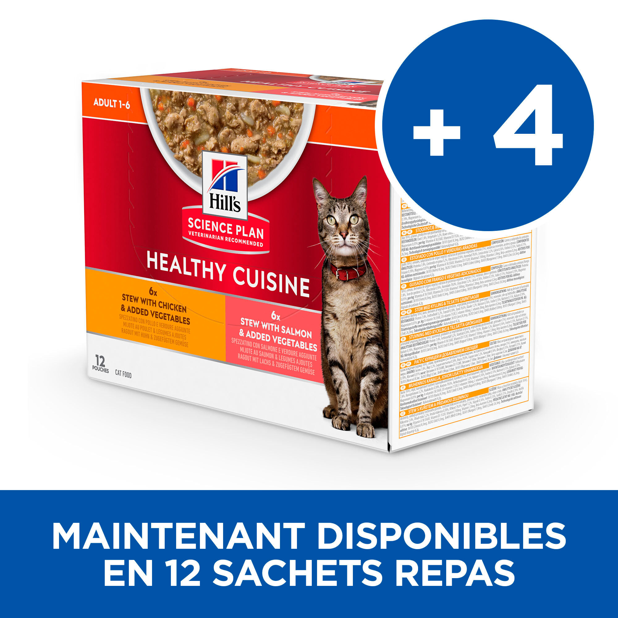 Hill&rsquo;s Science Plan Heathy Cuisine Mijot&eacute;s Pour Chat Adulte Au Poulet Et L&eacute;gumes Ajout&eacute;s  - 12x80g Image num&eacute;ro 3