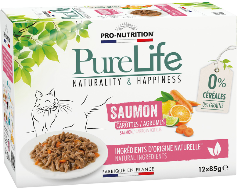 Flatazor - Pochons PURELIFE Effilés en Sauce au Saumon pour Chat - 12x85g Image numéro 1 Flatazor - Pochons PURELIFE Effilés en Sauce au Saumon pour Chat - 12x85g Image numéro 1