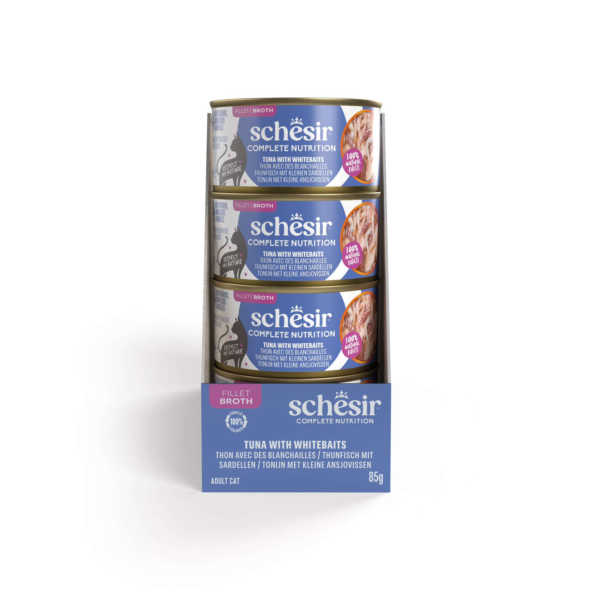 Schesir - Bo&icirc;te P&acirc;t&eacute;e au Thon et Blanchailles avec Riz au Naturel pour Chat - 85g Image num&eacute;ro 4