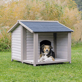 Trixie - natura niche pour chiens Lodge avec pignon gris - M/L 130 x 100 x 105 cm