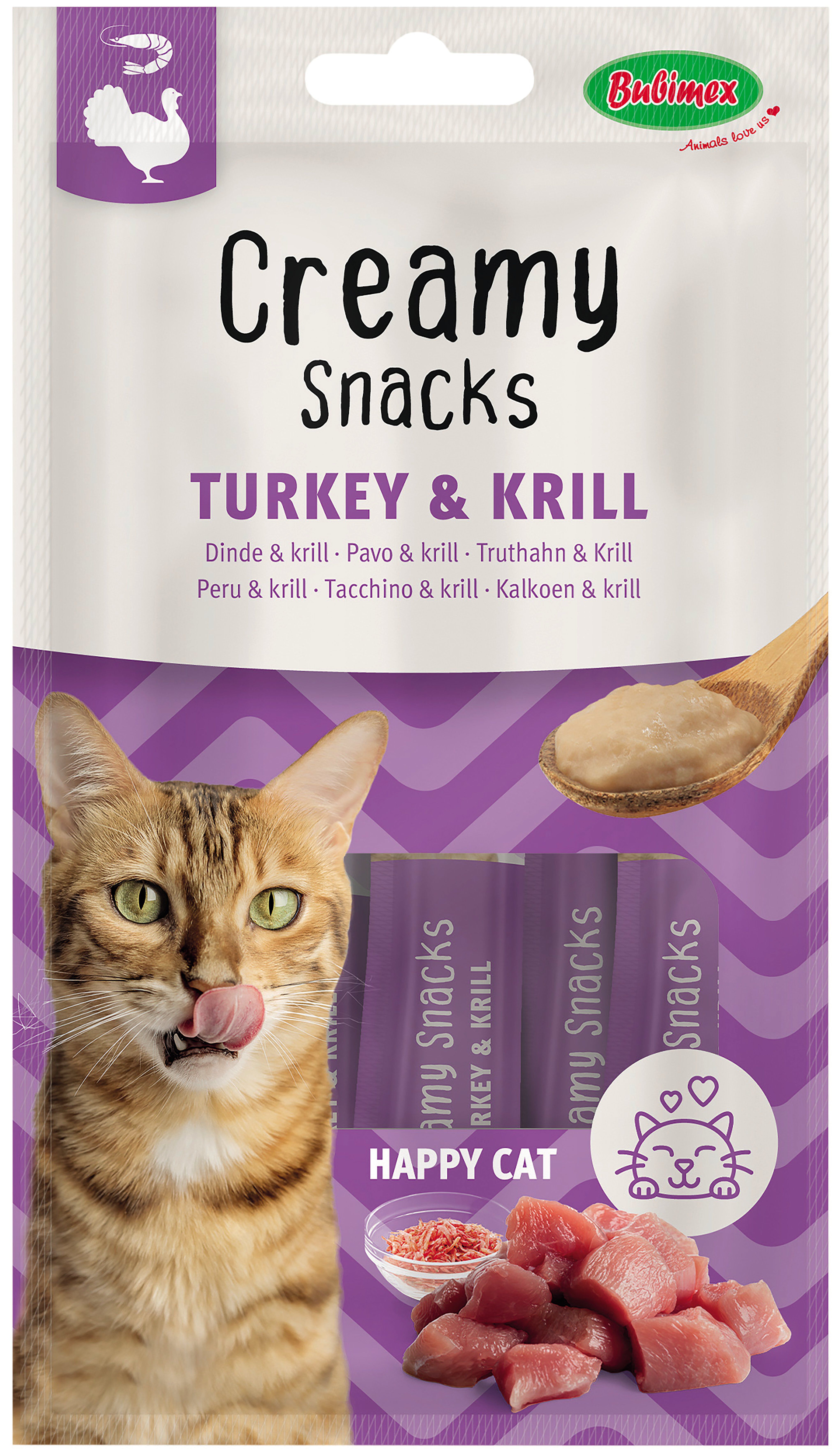 Bubimex - Cr&egrave;me &agrave; L&eacute;cher x4 Dinde & Krill pour Chats - 60g Image num&eacute;ro 1