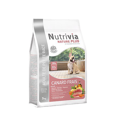 Nutrivia Nature Plus - Croquettes Naturelles au Canard Frais pour Chien de Petite Race - 3Kg