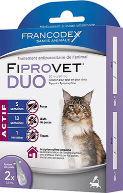 Francodex - Traitement Spot-On Fiprovet Duo pour Chat - 2x0,5ml