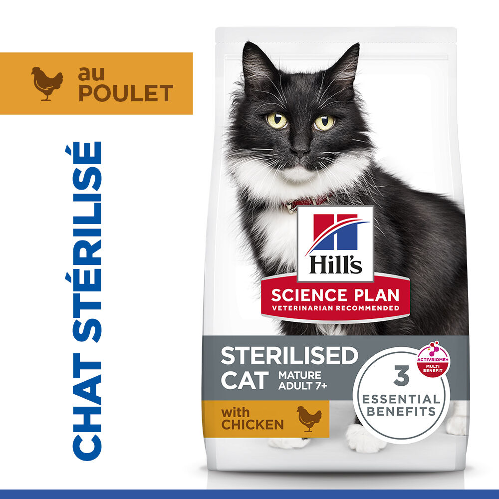 Hill's Science Plan - Mature Adult Sterilised Cat Croquettes Pour Chat Ag&eacute; St&eacute;rilis&eacute; Au Poulet - 3kg Image num&eacute;ro 3