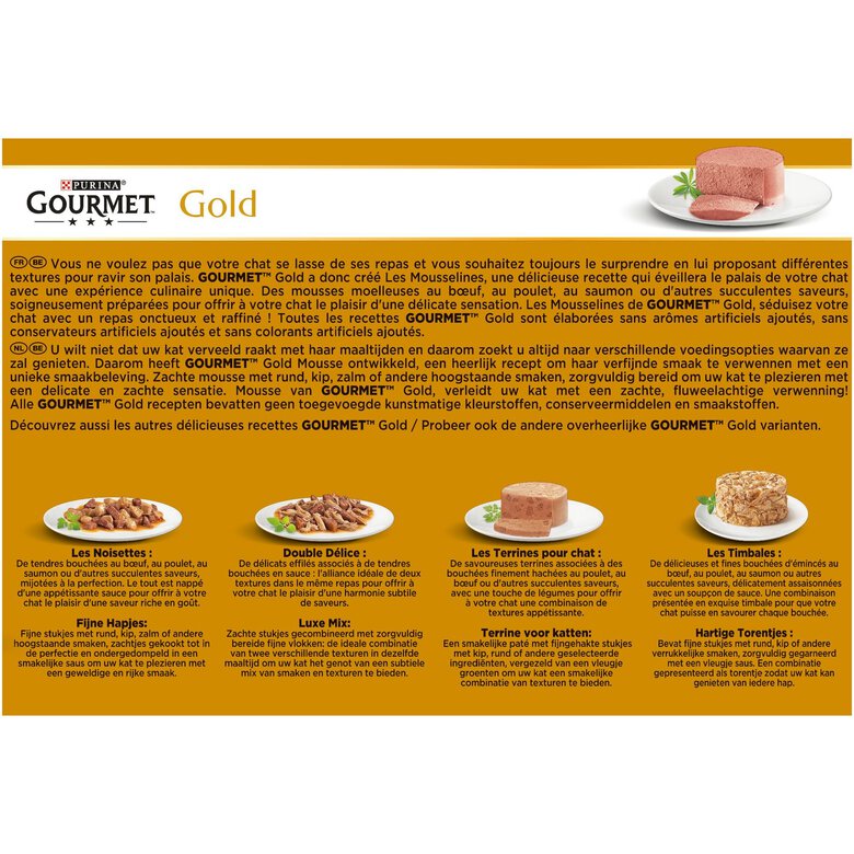 Gourmet - Boîte Gold Les Mousselines pour Chat - 12x85g Image numéro 4 Gourmet - Boîte Gold Les Mousselines pour Chat - 12x85g Image numéro 4