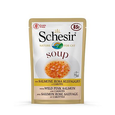 Schesir - Soupe au Saumon rose Sauvage et Carottes pour Chat - 85g