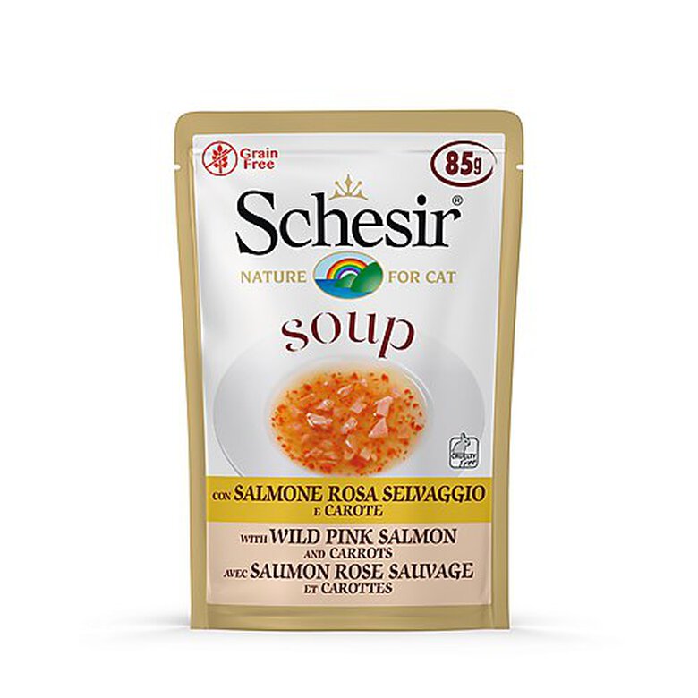 Schesir - Soupe au Saumon rose Sauvage et Carottes pour Chat - 85g image number null