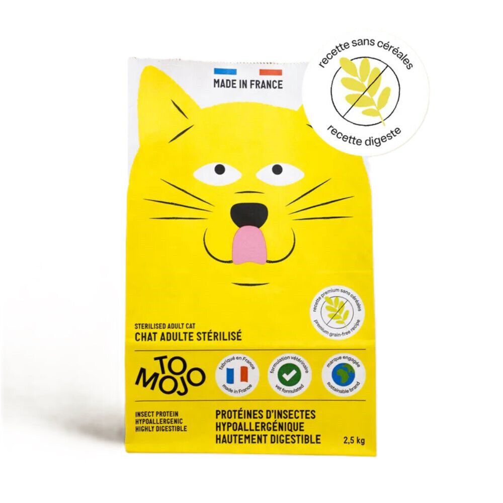 Tomojo - Croquettes Adulte Prot&eacute;ines d'Insectes sans C&eacute;r&eacute;ales pour Chats St&eacute;rilis&eacute;s - 2,5kg Image num&eacute;ro 2