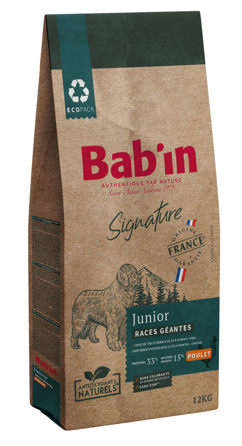 Bab'in - Croquettes Poulet pour Chiots 2&egrave;me Age Grande Race - 12kg Image num&eacute;ro 1