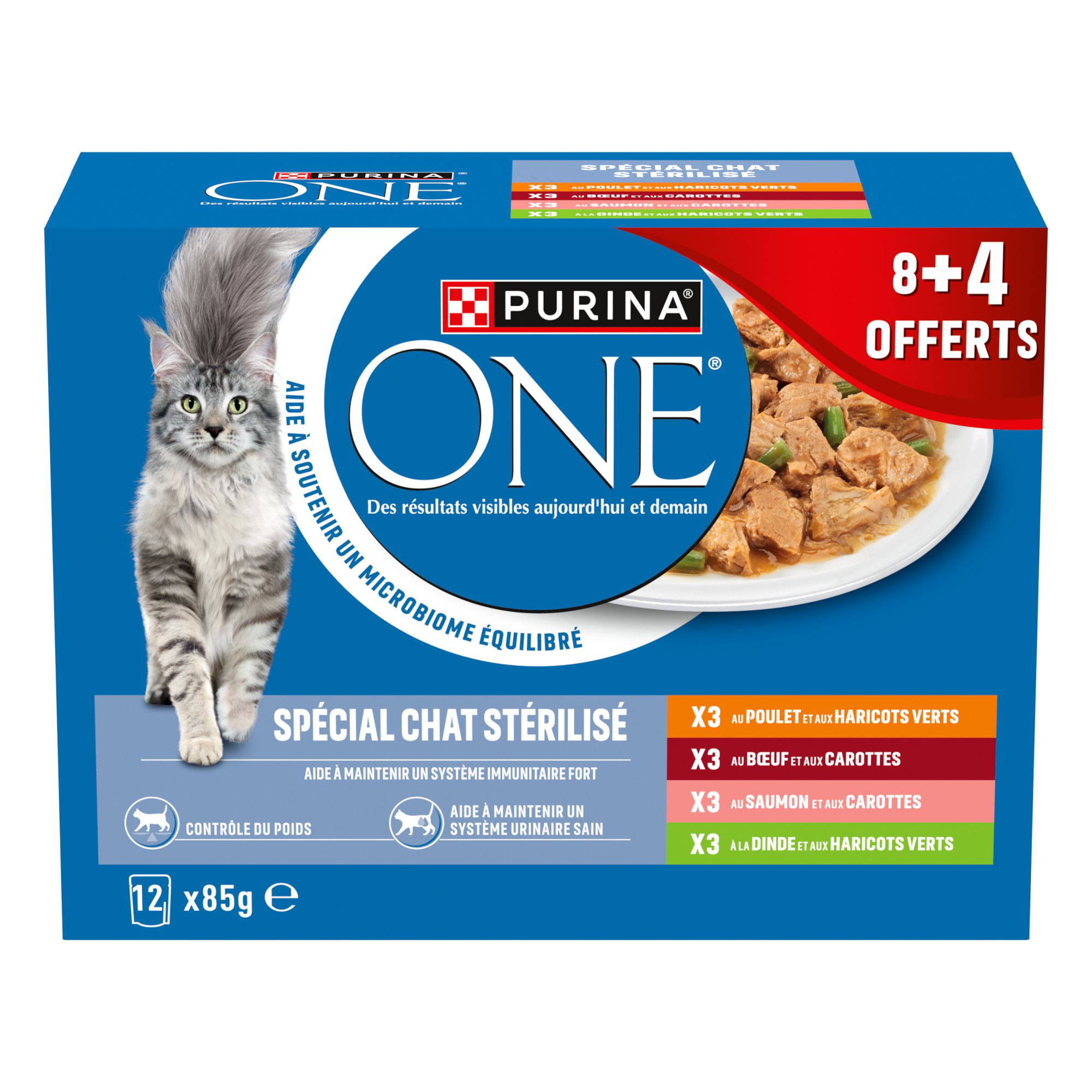 Purina One - Sachets Fra&icirc;cheur Multivari&eacute;t&eacute;s Chat adulte St&eacute;rilis&eacute; - 12x 85g Image num&eacute;ro 1