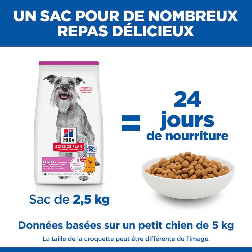 Hill's Science Plan - Mature Adult Light Small & Mini Croquettes Pour Petit Chien Ag&eacute; Poulet - 2,5kg Image num&eacute;ro 14