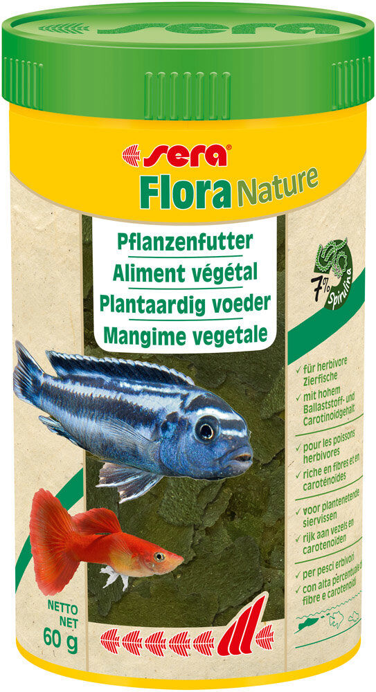 Sera - Aliment V&eacute;g&eacute;tal Flora Nature pour Poissons d'Hornement Herbivores - 250ml Image num&eacute;ro 1