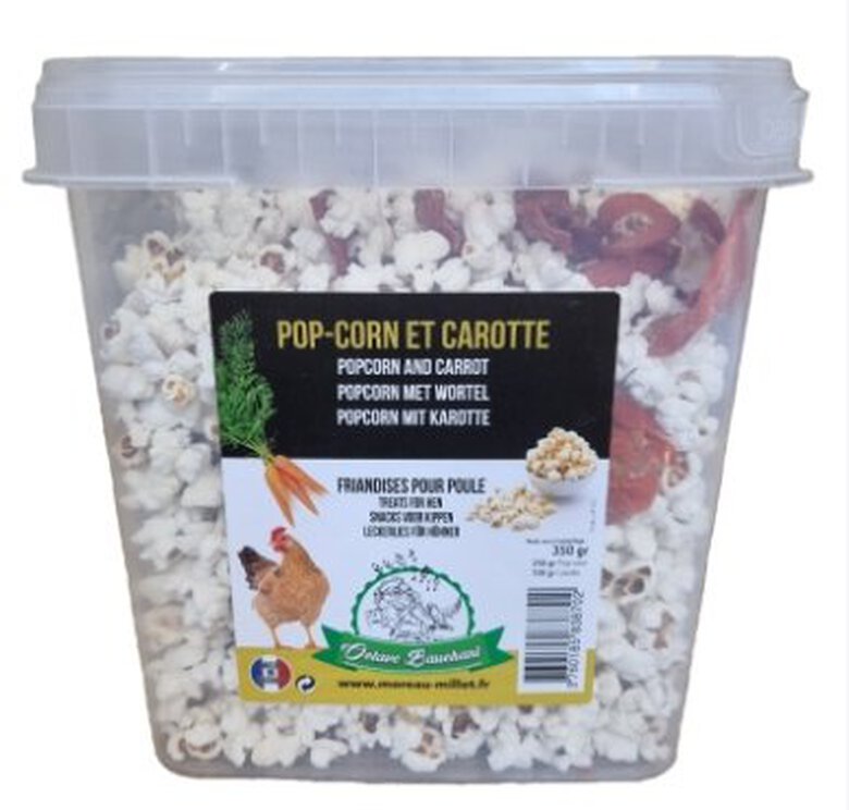 Octave Bauchant - Friandises Pop-corn et Carotte pour Poules - 350g Image numéro 1 Octave Bauchant - Friandises Pop-corn et Carotte pour Poules - 350g Image numéro 1