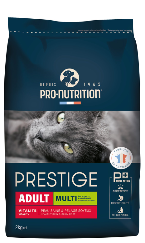 Pro-nutrition - Croquettes Prestige Adult Multi Volaille et Légumes pour Chats - 2Kg Image numéro 1 Pro-nutrition - Croquettes Prestige Adult Multi Volaille et Légumes pour Chats - 2Kg Image numéro 1