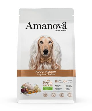 Amanova - Croquettes Medium au Poulet pour Chiens - 2Kg
