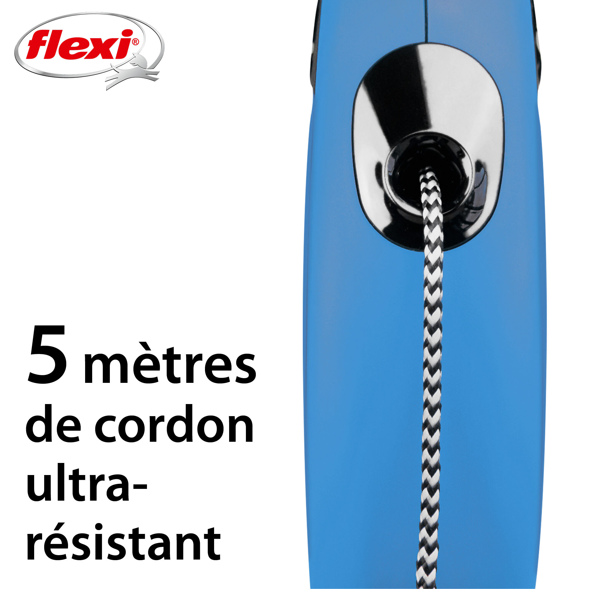 Flexi - Laisse Classic Avec Cordon pour Chien Bleu - M 5m Image num&eacute;ro 5