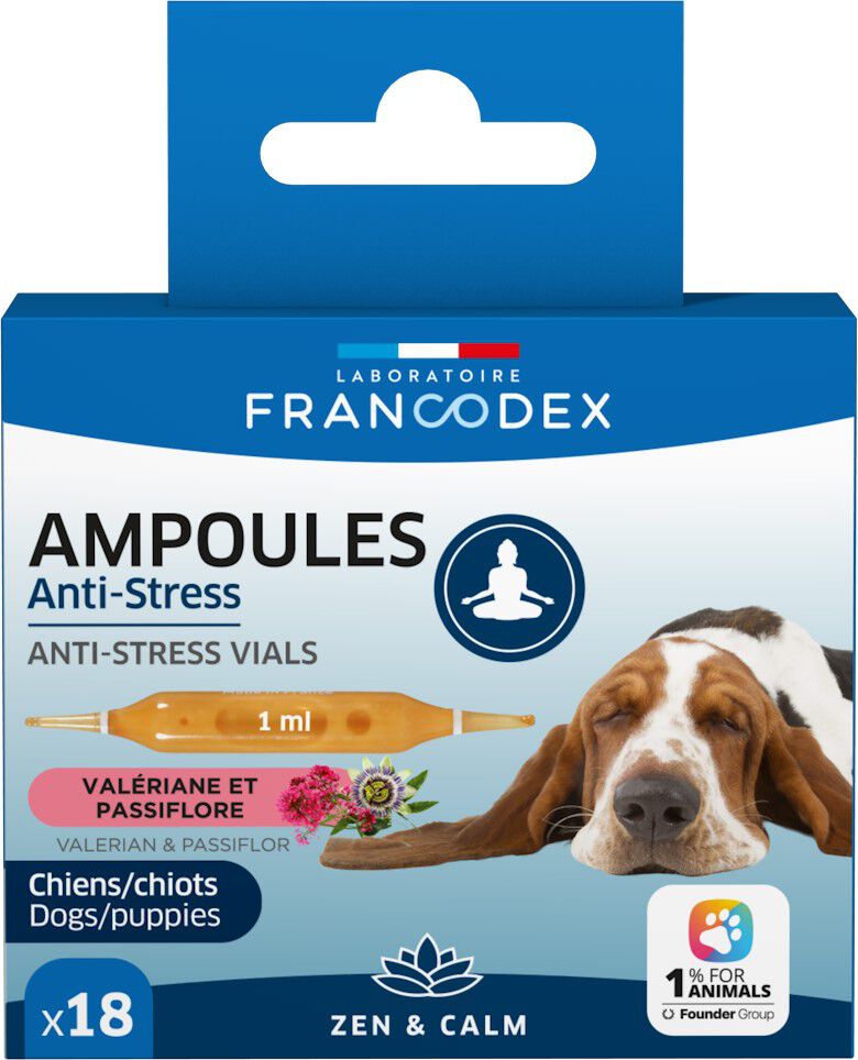 Francodex - Ampoules Anti-Stress Zen & Calme pour Chiens & Chiots - 18x1ml Image num&eacute;ro 1
