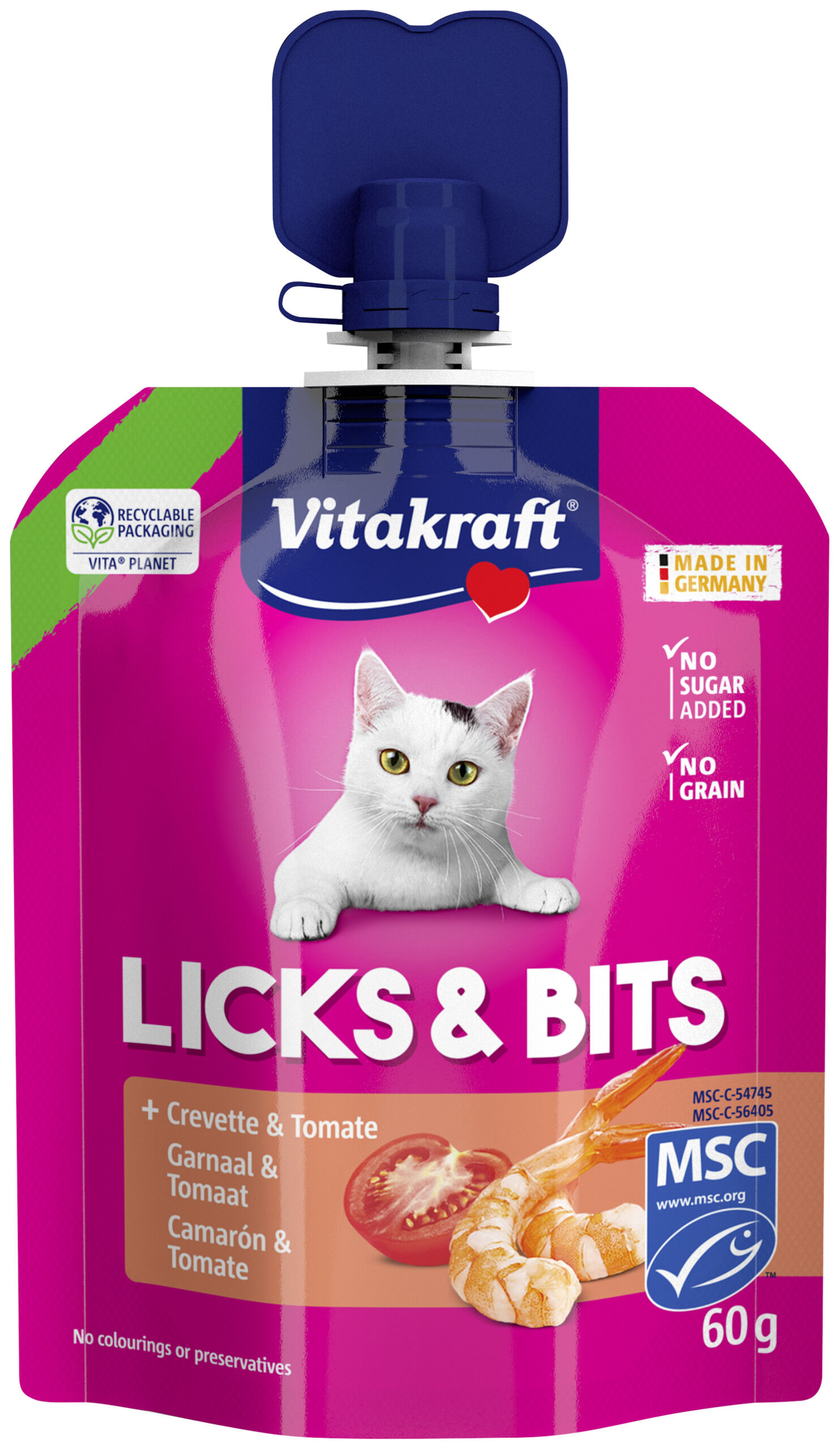 Vitakraft - Friandises Lick & Bits Crevette & Tomate pour Chats - 60g Image num&eacute;ro 1