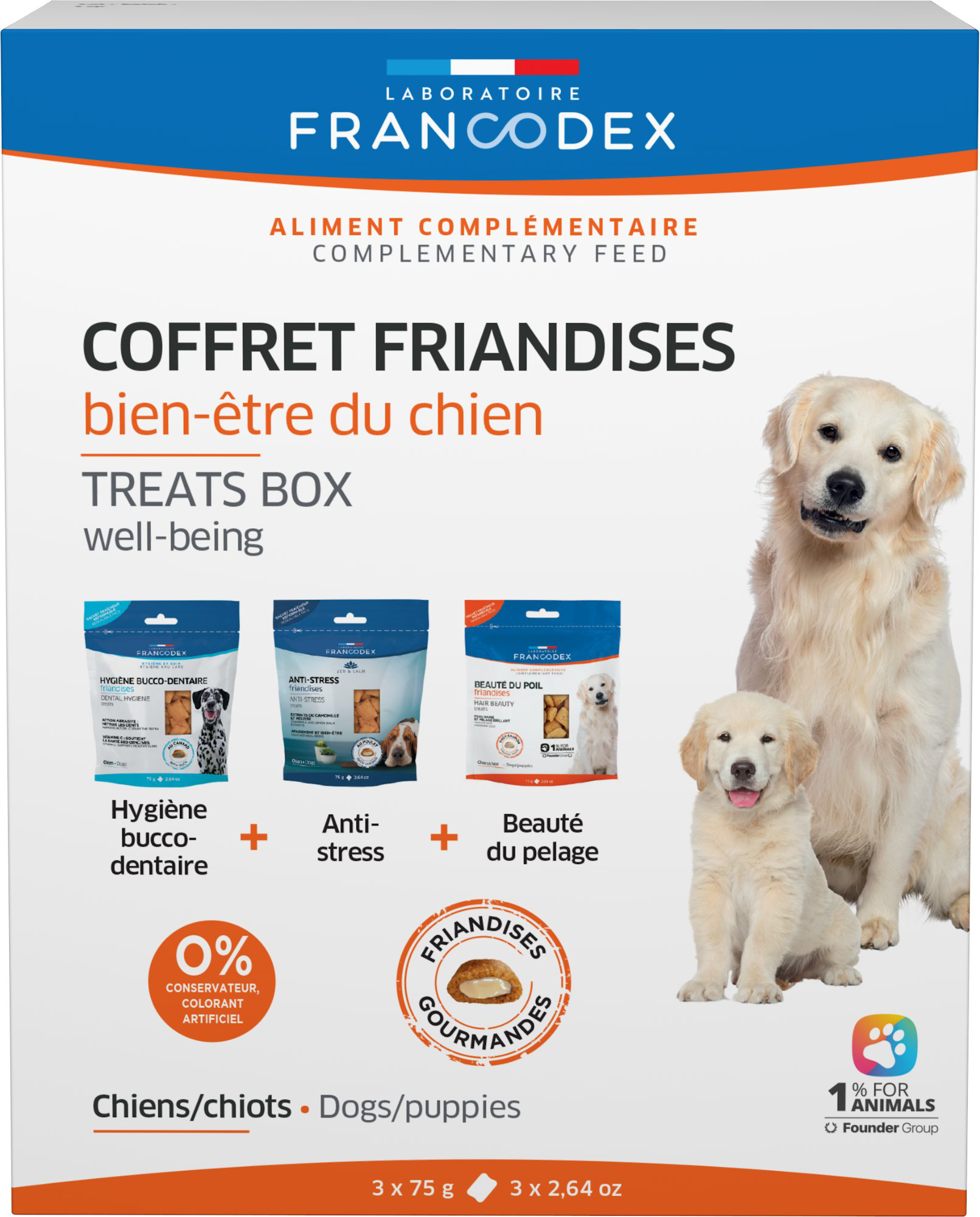 Francodex - Coffret Friandises Bien-&ecirc;tre pour Chiots et Chiens - 3x75g Image num&eacute;ro 1