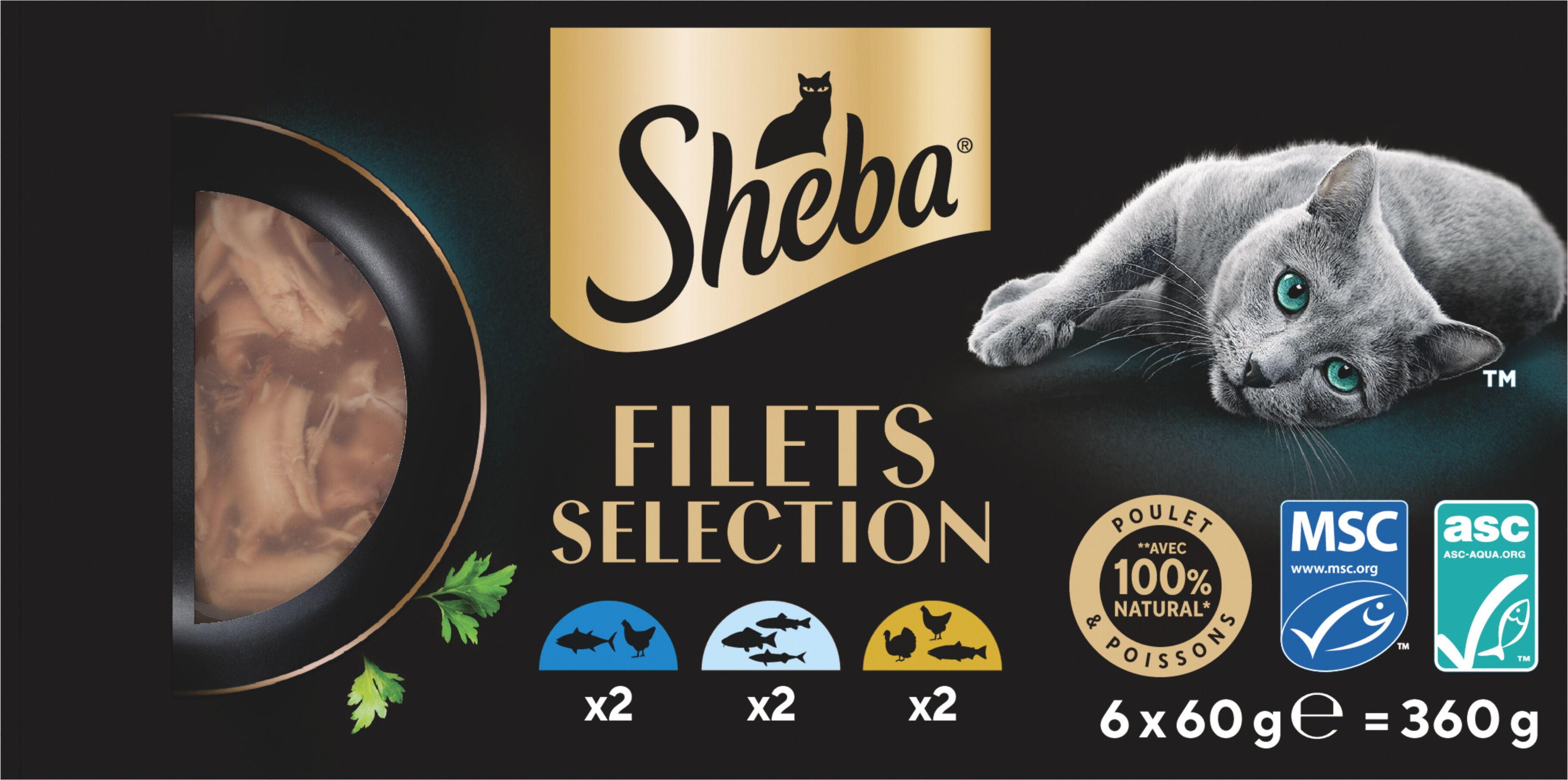 Sheba - Filets S&eacute;lection Poulet et Poissons pour Chats - 6x60g Image num&eacute;ro 1