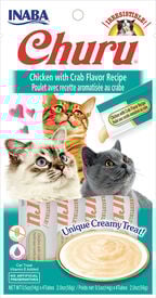 Inaba - Friandises Churu Poulet avec Recette au Crabe pour Chats - 4x14g