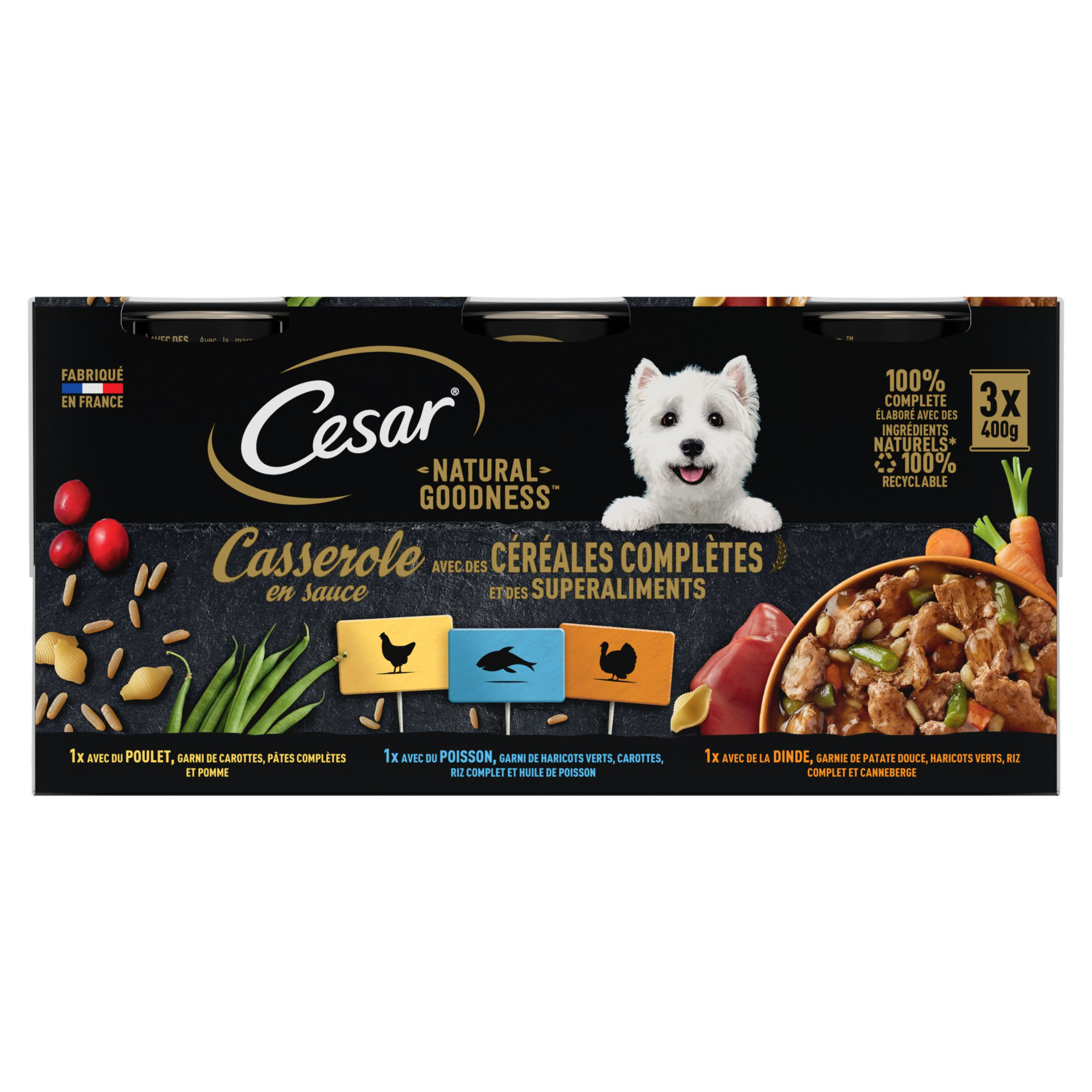 Cesar - Multipack Natural Goodness Viandes et Poissons pour Chiens - 3x400g Image num&eacute;ro 1