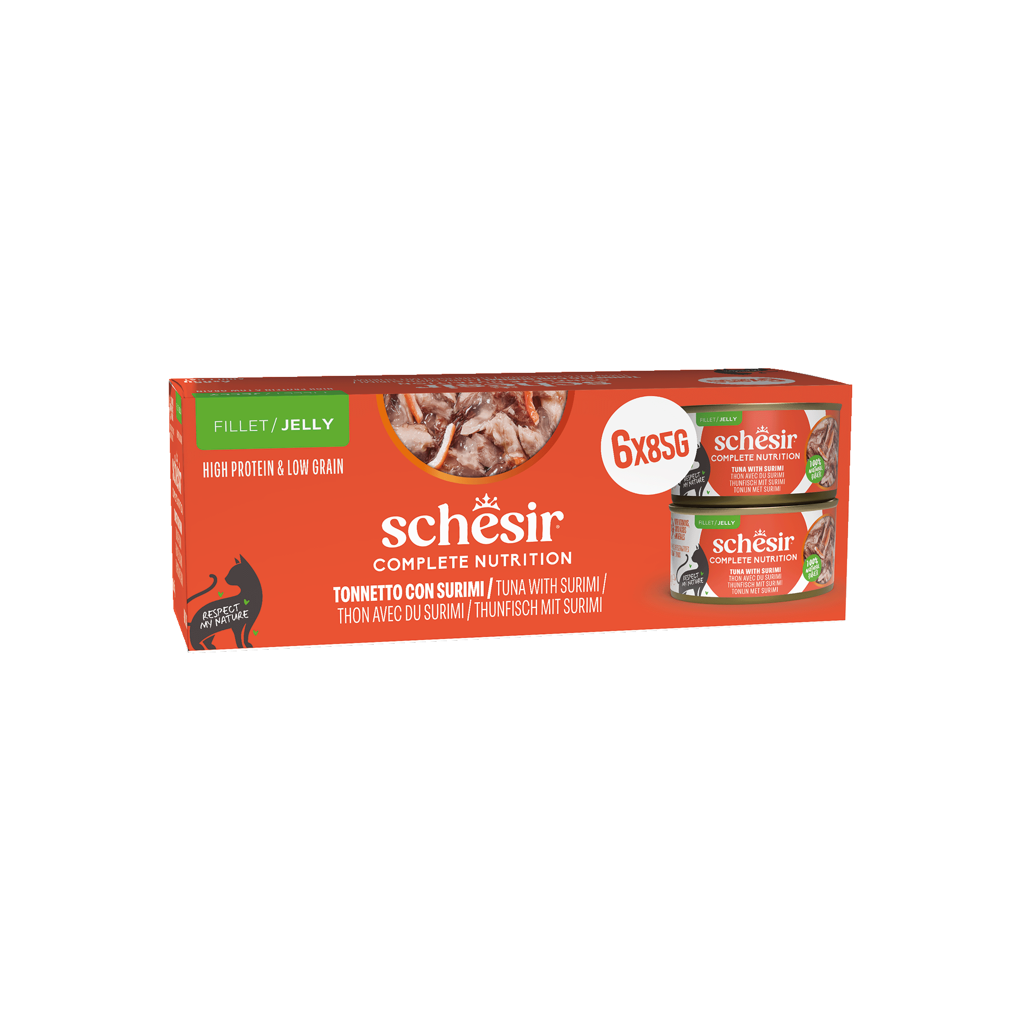 Schesir - P&acirc;t&eacute;e Complete Nutrition en Gel&eacute;e Thon avec Surimi pour Chats - 6x85g Image num&eacute;ro 1