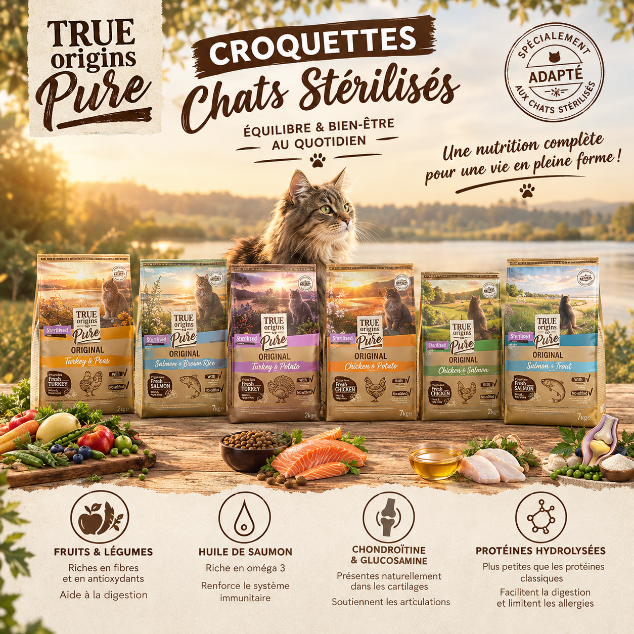 True Origins Pure - Croquettes au Saumon sans C&eacute;r&eacute;ales pour Chat Adulte St&eacute;rilis&eacute; - 2kg Image num&eacute;ro 4