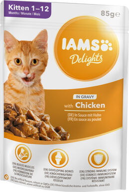 Iams -  Sachet Humide Delights Poulet en Sauce pour Chatons - 85g