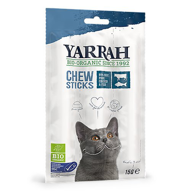 Yarrah - Bâtonnets à Mâcher Bio Viandes et Poissons pour Chats - 15g
