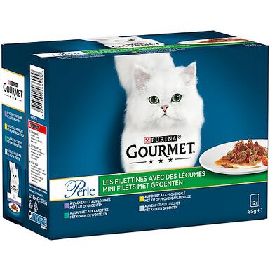 Gourmet - Sachets Perle Les Filettines avec Légumes pour Chat - 12x85g