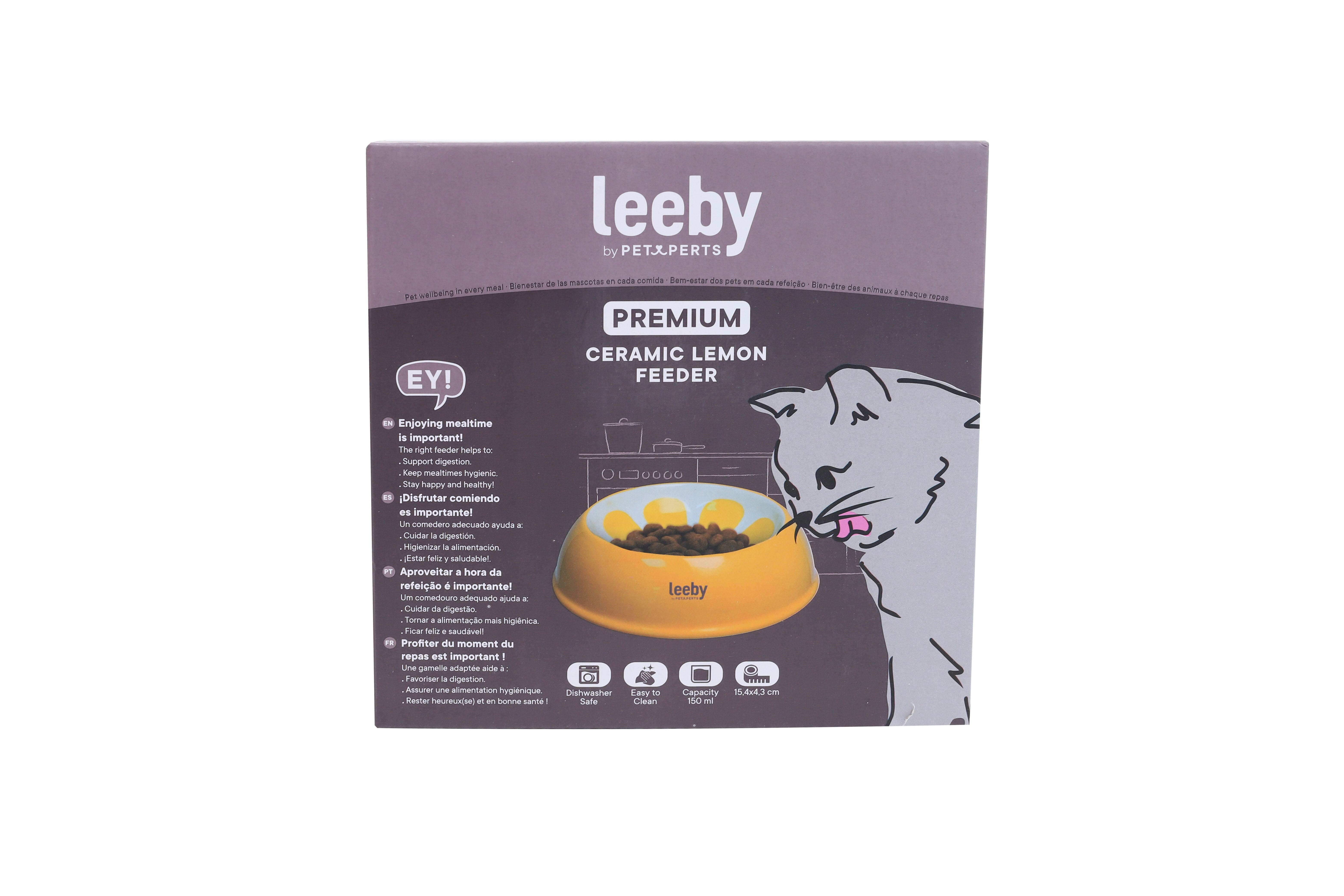 Leeby - Gamelle Design Citron en C&eacute;ramique pour Chats - 150ml Image num&eacute;ro 5