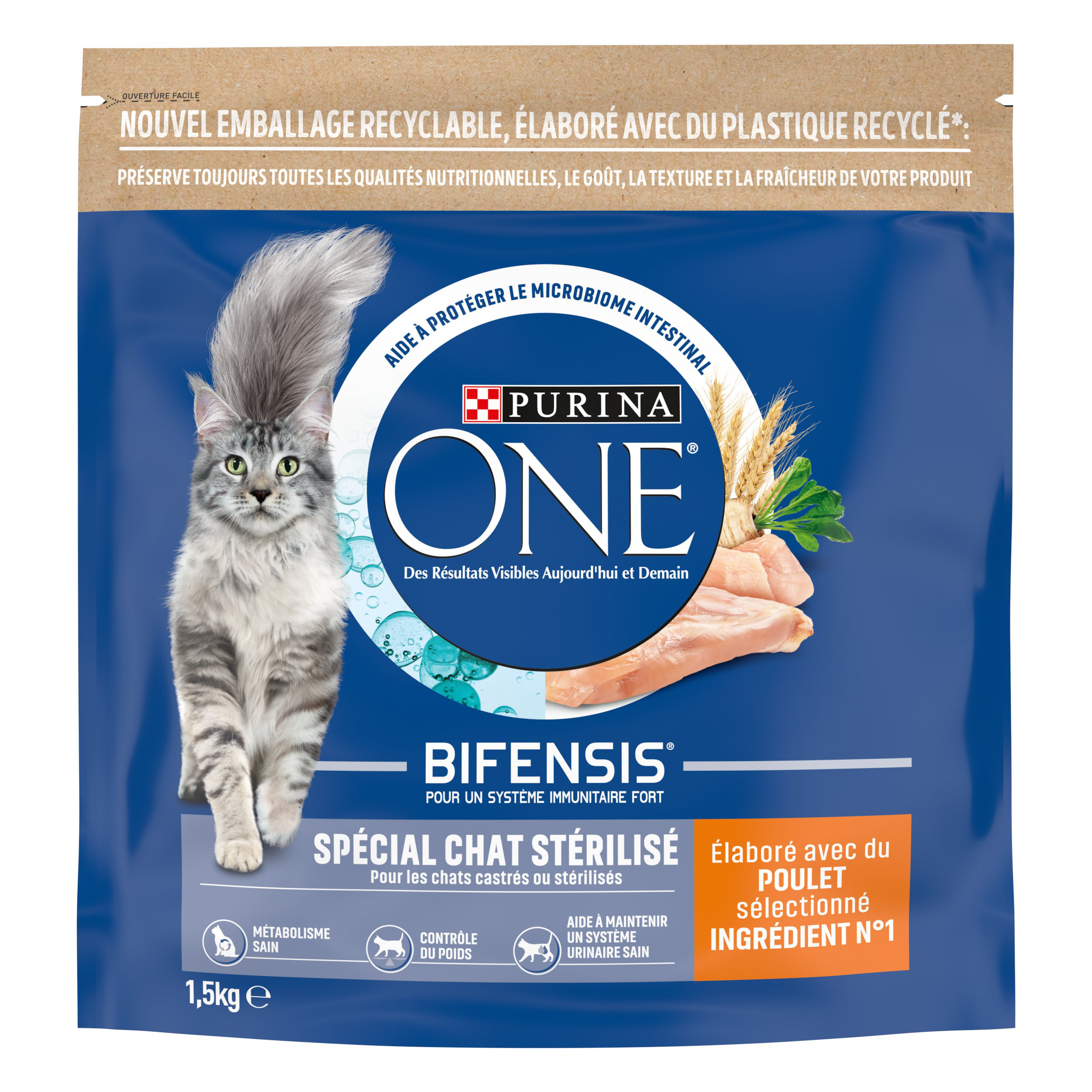 Purina One - Croquettes au Poulet et Bl&eacute; pour Chat Adulte St&eacute;rilis&eacute; - 1,5Kg Image num&eacute;ro 2