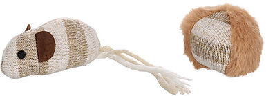 Flamingo - Jouet Faci Souris + Balle Rayé pour Chats - Brun