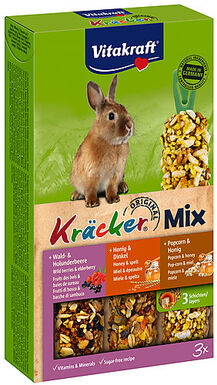 Vitakraft - Friandises Kräcker au Miel et Pop-corn pour Lapins Nains - x3