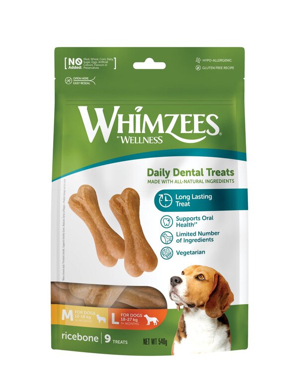 Whimzees - Friandises Ricebone M/L Daily Dental Treats Pour Chiens - x9 Image numéro 1 Whimzees - Friandises Ricebone M/L Daily Dental Treats Pour Chiens - x9 Image numéro 1
