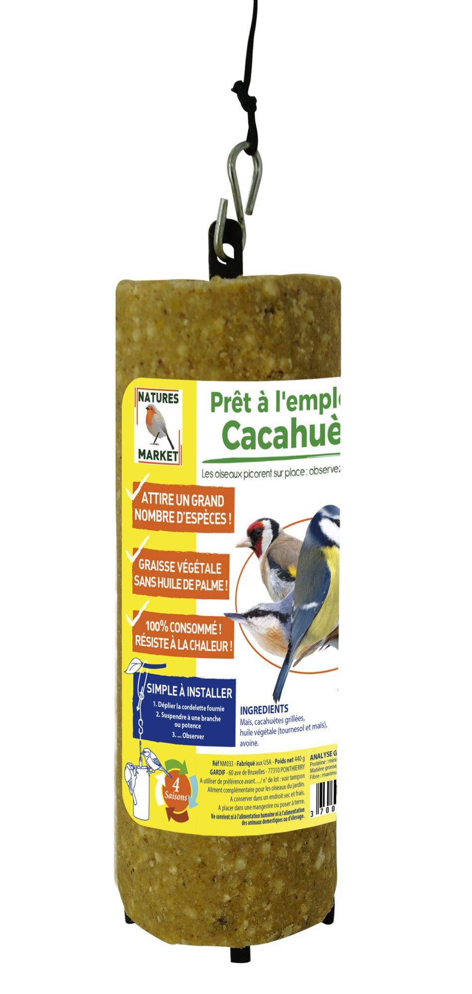 Natures Markets - Graisse V&eacute;g&eacute;tale aux Cacahu&egrave;tes pour Oiseaux du Ciel - 440g Image num&eacute;ro 1
