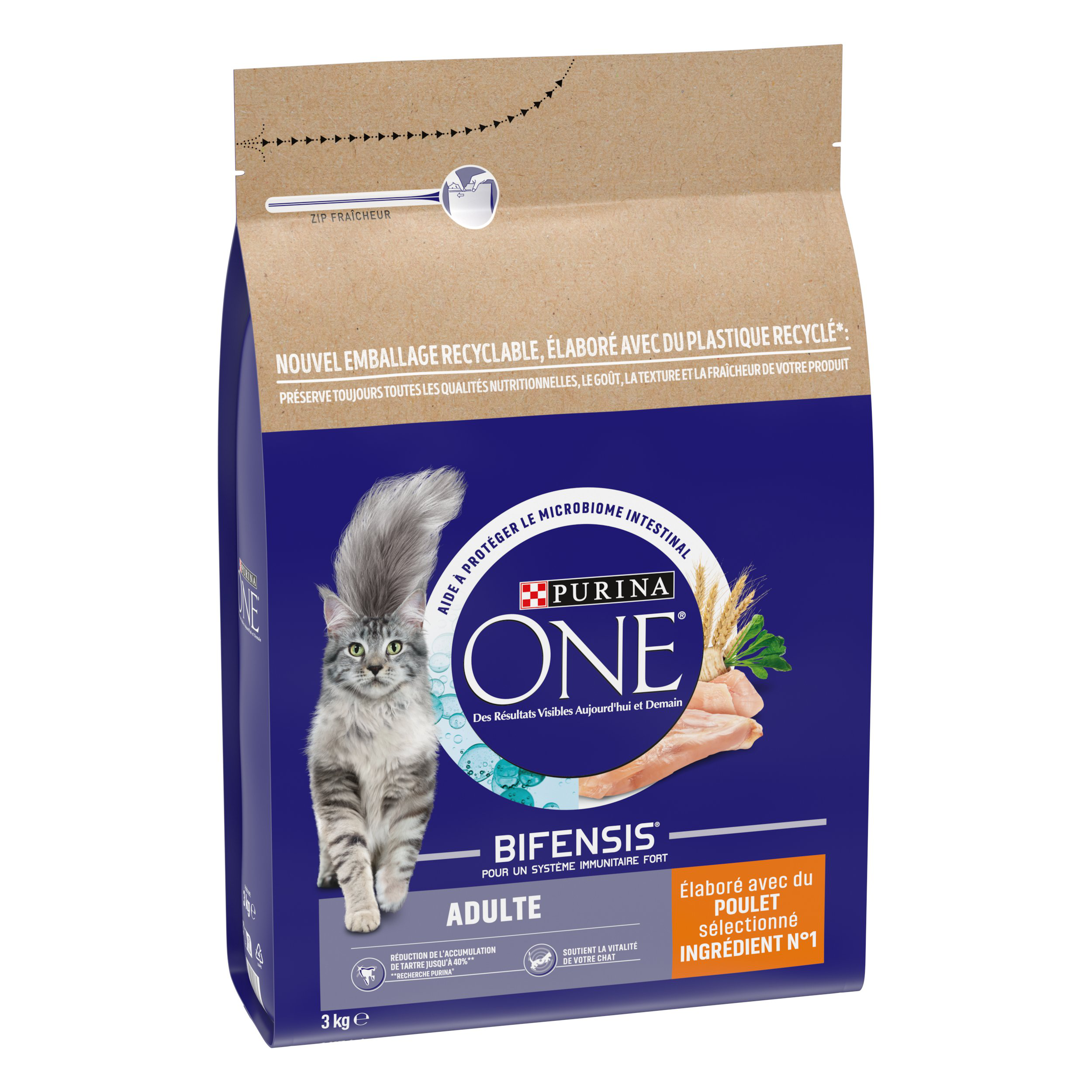 Purina One - Croquettes Adulte Bifensis au Poulet pour Chat - 3Kg Image num&eacute;ro 2