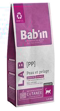 Bab'in - Croquettes Vétérinaires LAB Peau & Pelage pour Chats - 1,5Kg