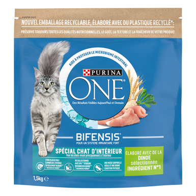 Purina One - Croquettes à la Dinde et Céréales pour Chat Adulte d'Intérieur - 1,5Kg