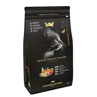 Comme Un Roi - Croquettes au Poulet Frais et Canard pour Chat Stérilisé