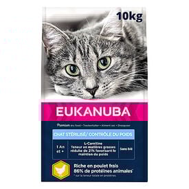 Eukanuba - Croquettes Chat Adulte Stérilisé / Contrôle du Poids Toutes Races Poulet