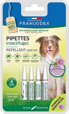 Francodex - Pipettes Antiparasitaires Répulsives pour Grands Chiens - x4