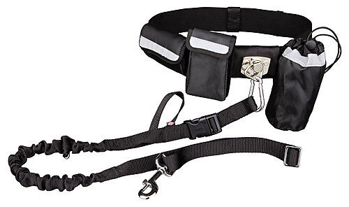 Trixie Laisse Canicross avec Ceinture Ventrale pour Chien Noir
