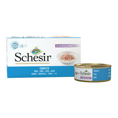 Schesir - Boîtes Pâtée au Thon en Bouillon pour Chat - 6x50g
